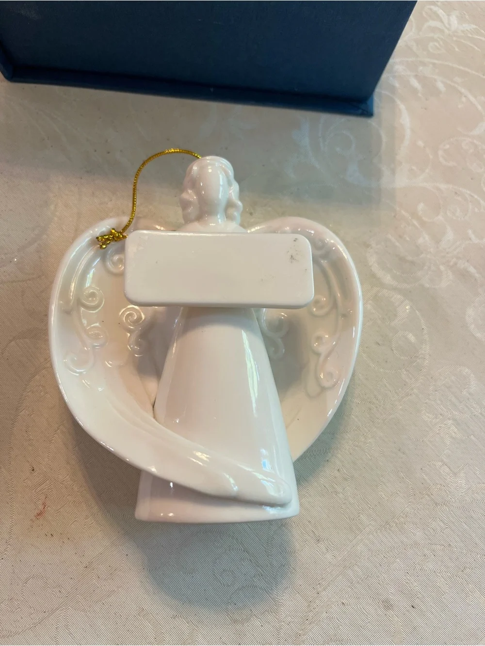 White Ceramic Angel Holiday Ornament - Classic Angel Decoration
